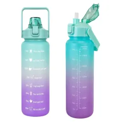 Bidon na wodę butelka motywacyjna 2000 ml ze słomką z miarką sport fitness-5907451381342