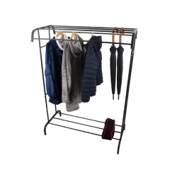 Wieszak stojący na ubrania z półkami na buty metalowy do garderoby-5907451377024