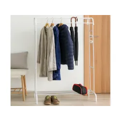 Wieszak stojący na ubrania z półkami na buty metalowy do garderoby-5907451377017