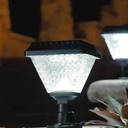 Lampa solarna do słupków bramowych CCT + RGB ogrodu na balustrady-