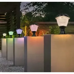 Lampa solarna do słupków bramowych CCT + RGB ogrodu na balustrady-