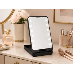 Lusterko kosmetyczne podświetlane led do makijażu składane podróżne-5907451390573