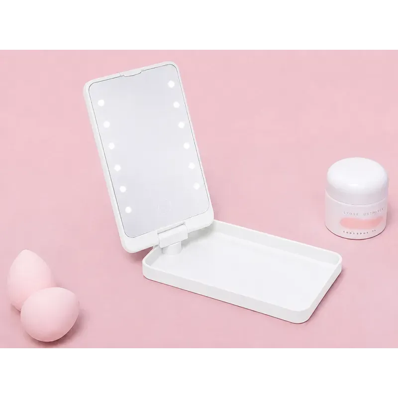 Lusterko kosmetyczne podświetlane led do makijażu składane podróżne-5907451390566