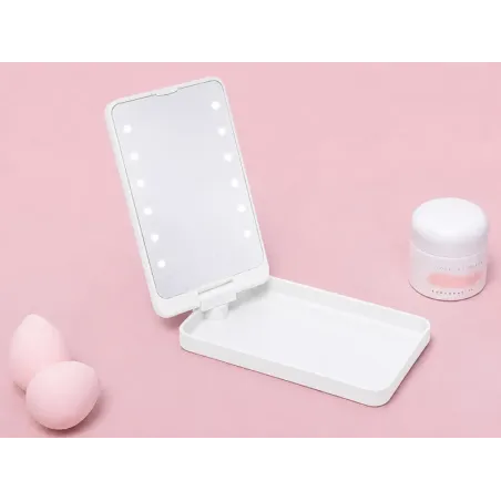 Lusterko kosmetyczne podświetlane led do makijażu składane podróżne-5907451390566