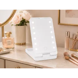 Lusterko kosmetyczne podświetlane led do makijażu składane podróżne-5907451390566