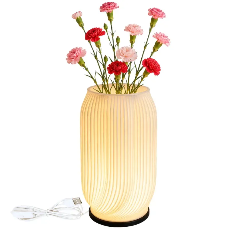 Lampka stołowa z wazonem na kwiaty dekoracyjna 2 w 1 led rgb pilot lampa-5907451390054