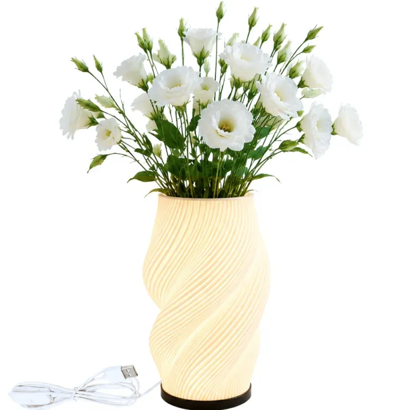 Lampka stołowa z wazonem na kwiaty dekoracyjna 2 w 1 led rgb pilot lampa-5907451390047