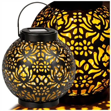 Lampion solarny ozdobny led latarnia słoneczna czarna wisząca lampa-5907451379554