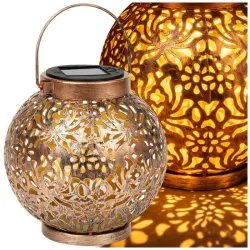 Lampion solarny ozdobny led latarnia słoneczna złota miedziana wisząca-5907451379547