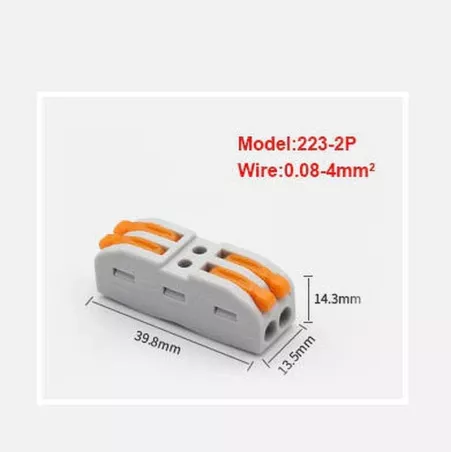 Złączka szybkozłączka przelotowa 2x2x0,08-4mm 32A/600V typ WAGO 223-2P-