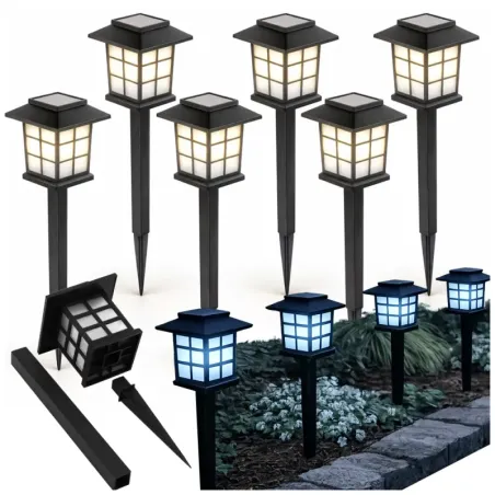 Lampki solarne 6 szt ogrodowe led czujnik zmierzchu szpikulec taras-5907451379455