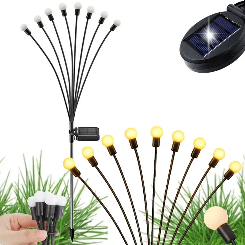 Lampki ogrodowe solarne kuleczki 2 sztuki po 8 lampek led długie 70cm-5907451379417