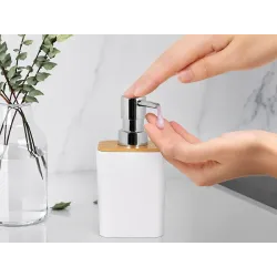 Zestaw łazienkowy biały szczotka do łazienki wc dozownik na mydło kosz-5907451390658
