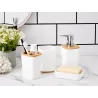 Zestaw łazienkowy biały szczotka do łazienki wc dozownik na mydło kosz-5907451390658