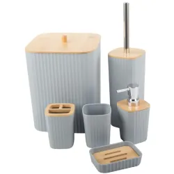 Zestaw łazienkowy szary szczotka do łazienki wc dozownik kosz 6 elm.-5907451390641