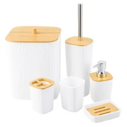 Zestaw łazienkowy biały szczotka do łazienki wc dozownik kosz 6 elm.-5907451390627