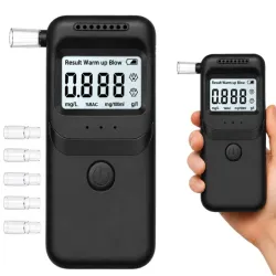 Alkomat elektroniczny cyfrowy lcd tester trzeźwości + 5 ustników-5907451382158