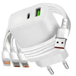 Szybka ładowarka do telefonu sieciowa 20w usb i usb-c + kabel 3w1 do iphone-5907451379684
