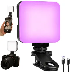 Lampa led rgb mini do foto wideo 150° gwint 1/4' klips 3000k - 6500k 5,5w-5907451382981