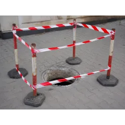 Taśma ostrzegawcza biało czerwona 100m foliowa jednostronna-5907451388488