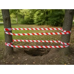 Taśma ostrzegawcza biało czerwona 100m foliowa jednostronna-5907451388488