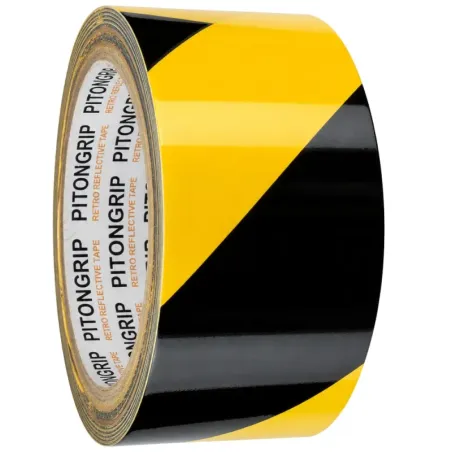 Taśma ostrzegawcza winylowa żółto czarna 49mm 18m do linii samoprzylepna-5907451388471
