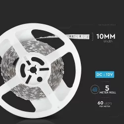 Taśma LED SMD 5mb 10,8W/54W zimna lub ciepła IP20 12V VT-5050 60/300-3800230621481