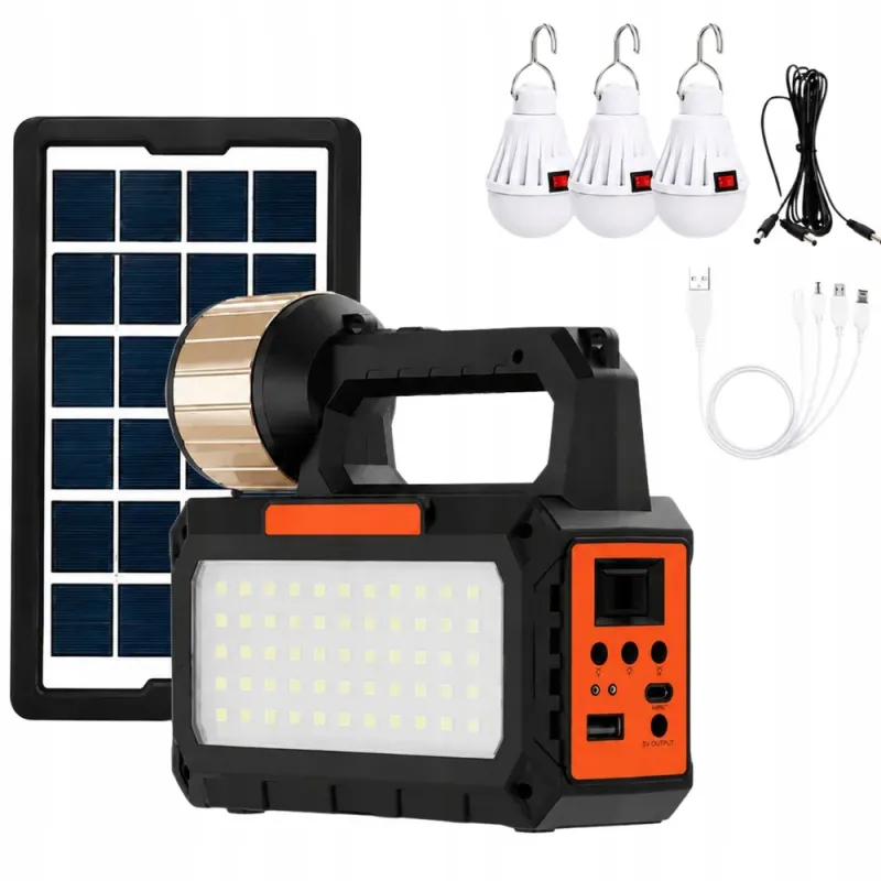 Lampa latarka solarna turystyczna led campingowa panel radio żarówki-5907451382141