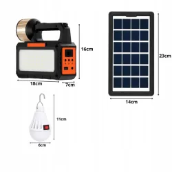 Lampa latarka solarna turystyczna led campingowa panel radio żarówki-5907451382141
