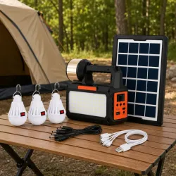 Lampa latarka solarna turystyczna led campingowa panel radio żarówki-5907451382141