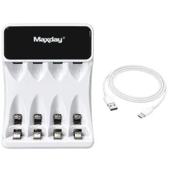 Ładowarka do akumulatorków aa aaa usb c lcd 4 sloty szybkie ładowanie-5907451391303
