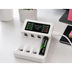 Ładowarka do akumulatorków paluszków AA AAA usb c lcd szybkie ładowanie-5907451391297