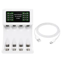 Ładowarka do akumulatorków paluszków AA AAA usb c lcd szybkie ładowanie-5907451391297