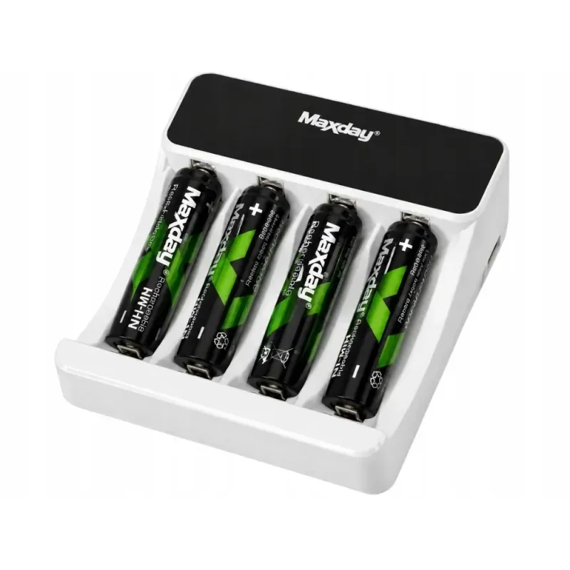 Ładowarka do akumulatorków AA AAA lcd + 4 akumulatorki AAA kabel USB-5907451391266