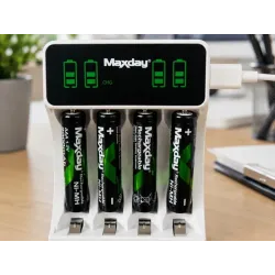 Ładowarka do akumulatorków AA AAA lcd + 4 akumulatorki AAA kabel USB-5907451391266
