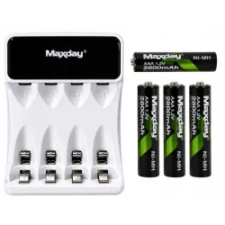 Ładowarka do akumulatorków AA AAA lcd + 4 akumulatorki AAA kabel USB-5907451391266
