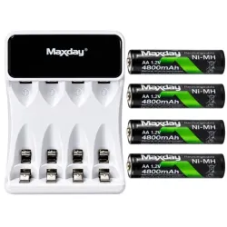 Ładowarka do akumulatorków AA AAA lcd + 4 akumulatorki AA kabel usb-c-5907451391259