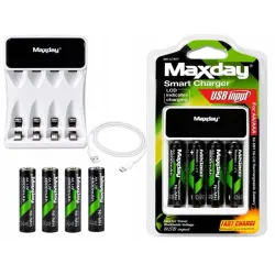 Ładowarka do akumulatorków AA AAA lcd + 4 akumulatorki AA kabel usb-c-5907451391259