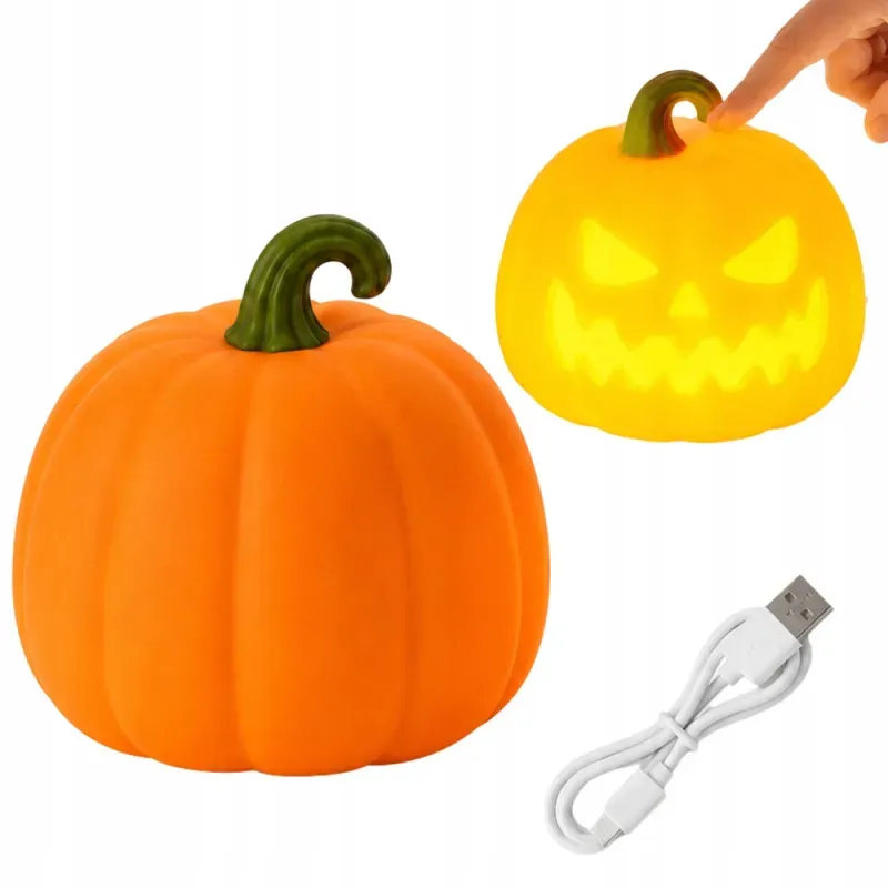Lampka nocna biurkowa dynia halloween dekoracja timer akumulatorowa-5907451381663