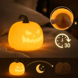Lampka nocna biurkowa dynia halloween dekoracja timer akumulatorowa-5907451381663