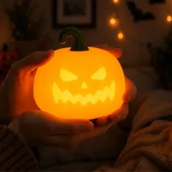 Lampka nocna biurkowa dynia halloween dekoracja timer akumulatorowa-5907451381663