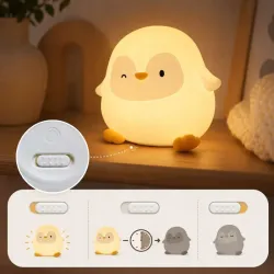 Lampka nocna pingwin led dla dzieci miękka dotykowa silikonowa usb-c-5907451381656