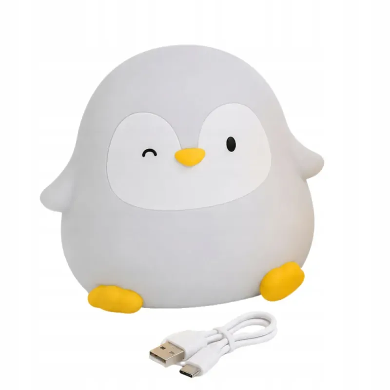 Lampka nocna pingwin led dla dzieci miękka dotykowa silikonowa usb-c-5907451381656