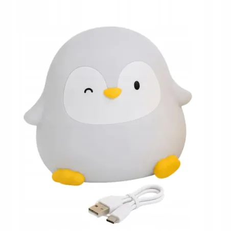 Lampka nocna pingwin led dla dzieci miękka dotykowa silikonowa usb-c-5907451381656