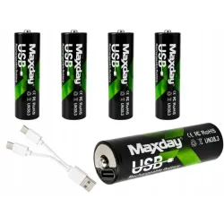 Akumulatorki baterie paluszki AA li-ion 1,5v 2200mwh 4 szt ładowane usb-c-5907451391204