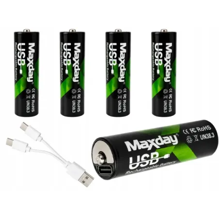 Akumulatorki baterie paluszki AA li-ion 1,5v 2200mwh 4 szt ładowane usb-c-5907451391204