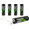 Akumulatorki baterie paluszki AA li-ion 1,5v 2200mwh 4 szt ładowane usb-c-5907451391204