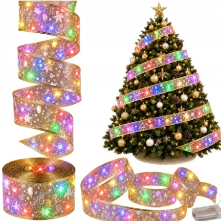 Świecąca wstążka led na choinkę 4m żółta dekoracja świąteczna 40 led-5907451382288