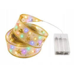 Świecąca wstążka led na choinkę 4m żółta dekoracja świąteczna 40 led-5907451382288