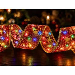 Świecąca wstążka led na choinkę 4m czerwona dekoracja świąteczna 40 led-5907451382264